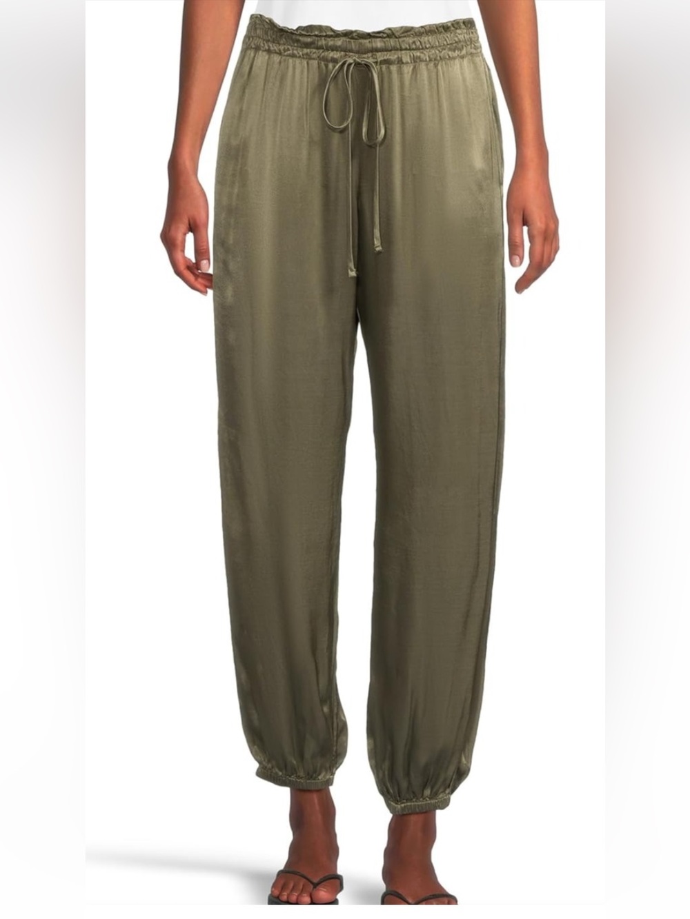 Bishop + Young Satin Jogger Pants                     Olive Size S NWT
